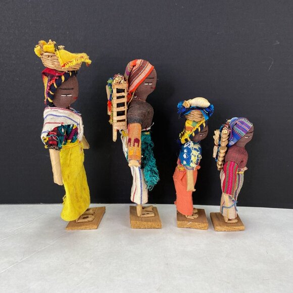 Vintage Folk Art Cloth and Wood Doll Family - Picture 4 of 9